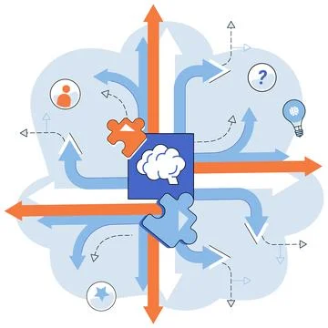 Decision. Creative thinking and innovation play crucial role in decision making 스톡 일러스트