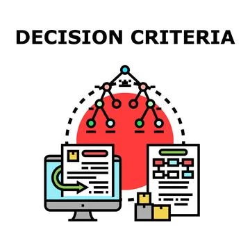 Decision criteria analyzing options and making choices Stock Illustration