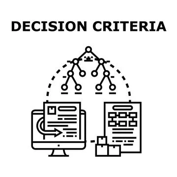 Decision criteria analyzing options and making choices Stock Illustration