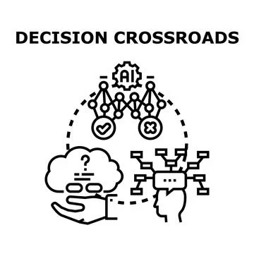 Decision crossroads for artificial intelligence strategies and choices Stock Illustration