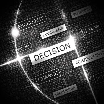 DECISION DECISION. Background concept wordcloud illustration. Print concep... Stock Photos