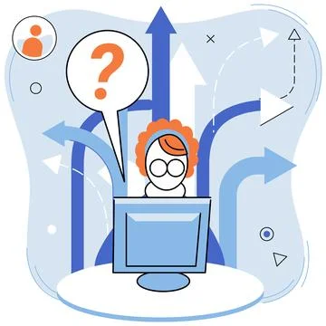Decision. The decision concept emphasizes importance making informed choices in Stock Illustration
