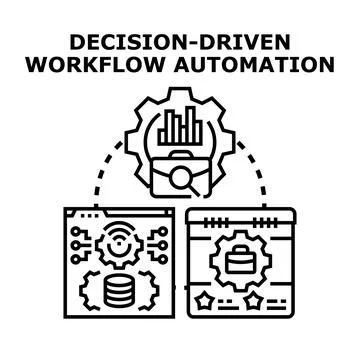 Decision driven workflow automation process in business technology 스톡 일러스트