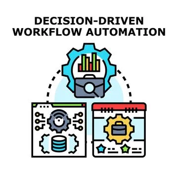 Decision driven workflow automation process in business technology 스톡 일러스트