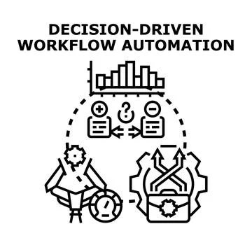 Decision driven workflow automation process efficiency management Stock Illustration