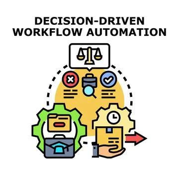Decision driven workflow automation process optimizing efficiency Stock Illustration