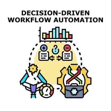 Decision driven workflow automation process efficiency management 库存插图