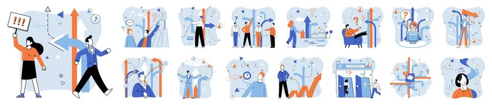 Decision. Finding right answer involves critical thinking and problem solving 스톡 일러스트