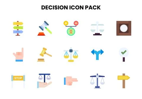 Decision Flat Collection Icons Pack Stock Illustration