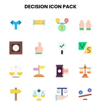 Decision Flat Design Icons Pack Stock Illustration