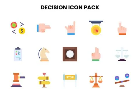 Decision Flat Vector Icons Pack Stock Illustration