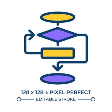 Decision flowcharts pixel perfect line color icon イラスト素材
