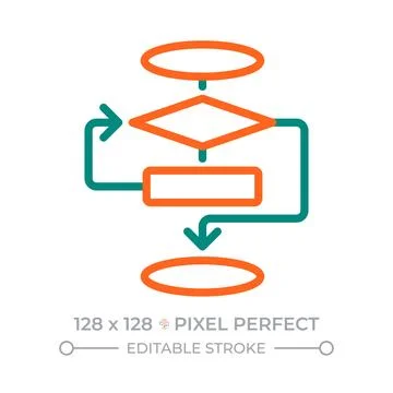 Decision flowcharts pixel perfect two color line icon 스톡 일러스트