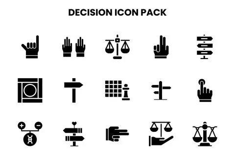 Decision Glyph Bundle Icons Pack Stock Illustration