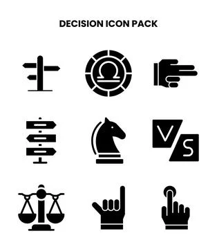 Decision Glyph Bundle Icons Pack Stock Illustration