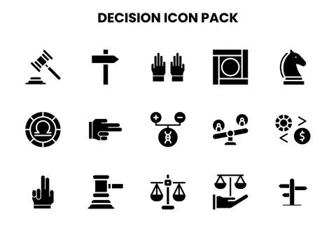 Decision Glyph Icons Pack Stock Illustration