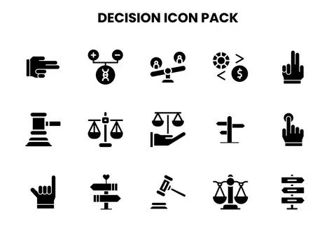 Decision Glyph Set Icons Pack Stock Illustration
