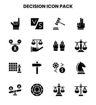 Decision Glyph Vector Icons Pack Stock Illustration