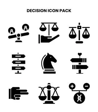 Decision Glyph Vector Icons Pack Stock Illustration