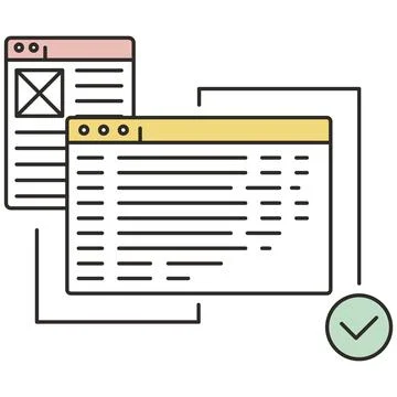 Decision icon algorithm and information confirm flat vector design イラスト素材