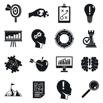 Decision icon set, simple style Stock Illustration