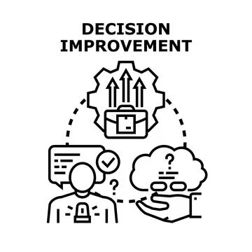 Decision improvement process workflow making choices Illustrazione stock