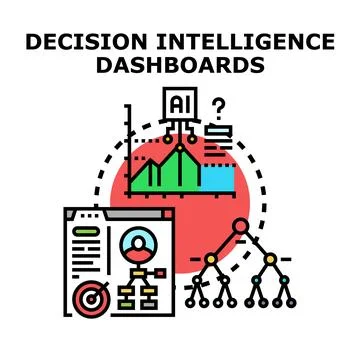 Decision intelligence dashboards optimizing data analysis and strategy 库存插图