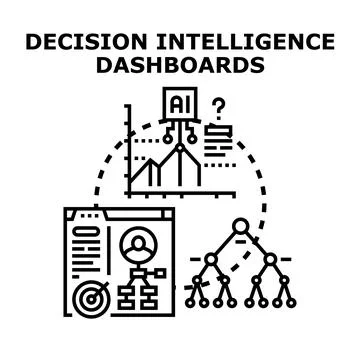 Decision intelligence dashboards optimizing data analysis and strategy Stock Illustration