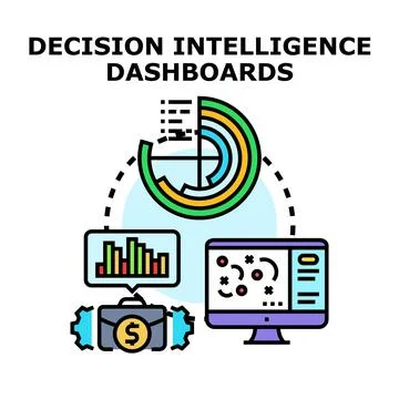Decision intelligence dashboards visualizing business data analytics 스톡 일러스트