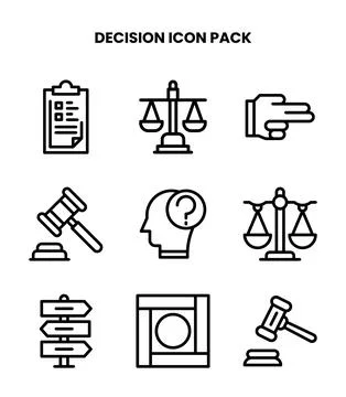 Decision Line Icons Pack Stock Illustration