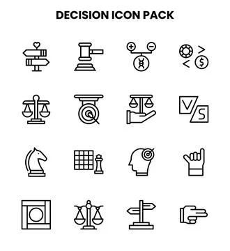 Decision Line UI Icons Pack Stock Illustration