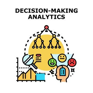 Decision making analytics analyzing data options Stock Illustration