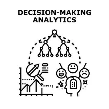 Decision making analytics analyzing data options Stock Illustration