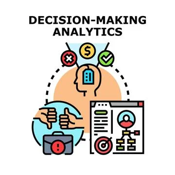Decision making analytics process evaluating business strategy Stock Illustration