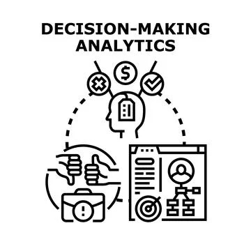 Decision making analytics process evaluating business strategy 스톡 일러스트