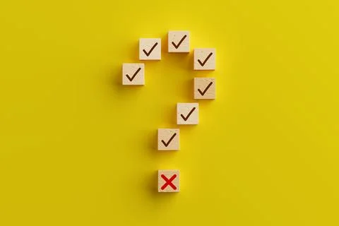 Decision Making And Uncertainty Concept. Wooden Cubes Forming Question Mark.. Stock Illustration