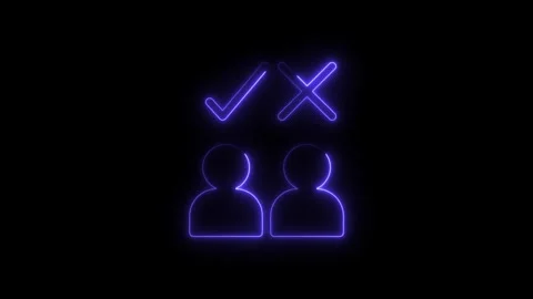 Decision making animated neon concept of choice between two people Stock Footage 308605521