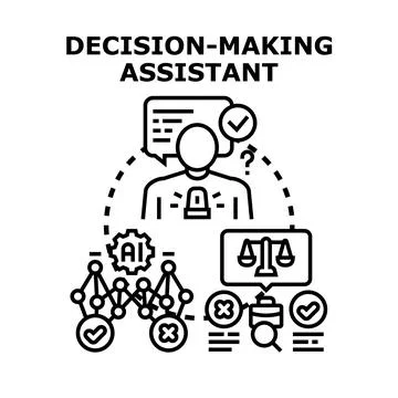 Decision making assistant helping with data analysis and consulting Stock Illustration