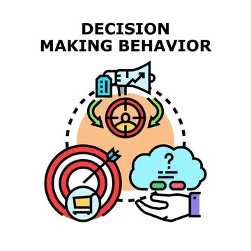 Decision making behavior process illustrating psychology choices Stock Illustration