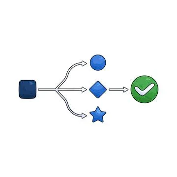 Decision making with a checkmark Stock Illustration