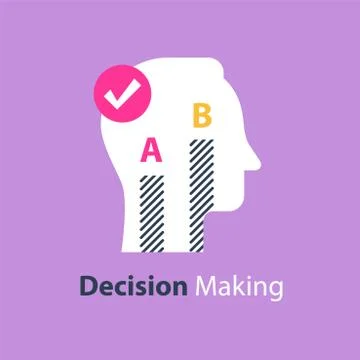 Decision making, choose between two options, survey or opinion poll Illustrazione stock