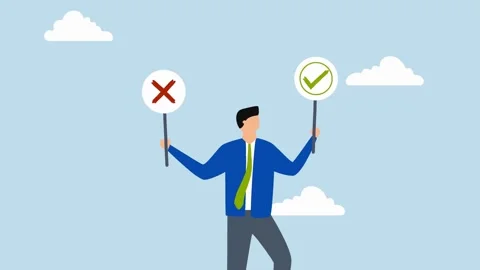Decision Making Concept with Check and Cross Signs Stock Footage 304804406