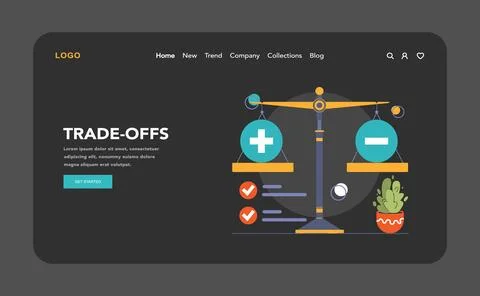 Decision-making dark or night mode web, landing. Strategic thinking Illustrazione stock