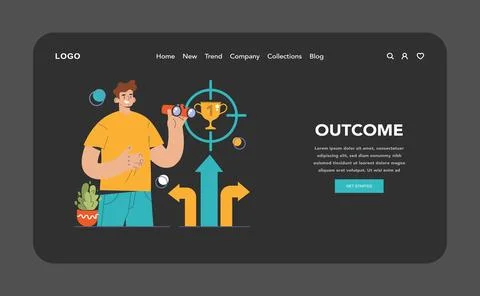 Decision-making dark or night mode web, landing. Strategic thinking Illustrazione stock
