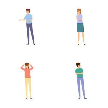 Decision making icons set cartoon vector. Various man and woman thinking イラスト素材
