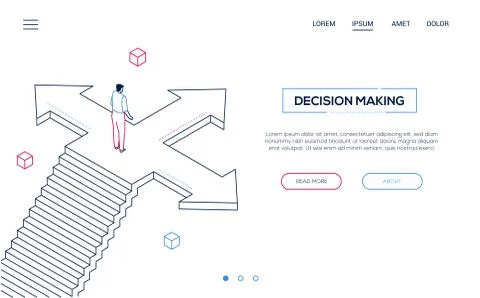 Decision making - line design style isometric web banner Stock Illustration