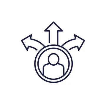 Decision making line icon with arrows Stock Illustration