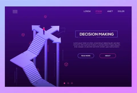 Decision making - modern isometric vector website header Stock Illustration