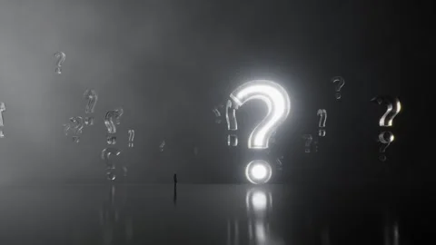 Decision-making moment question mark and direction arrow connotation Stock-Footage 347068487