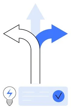 Decision-Making Pathways with Lightbulb and Checklist Stock Illustration